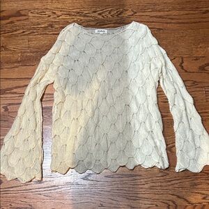 Listicle Cream Scalloped Sweater